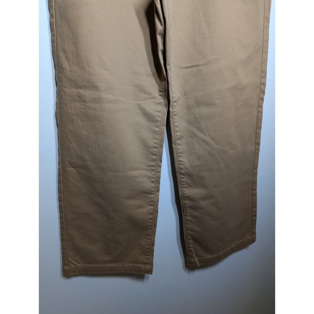 St. Johns Bay Pants Womens 14 Beige Wide Leg Cotton Stretch Secretly Slender NWT - Picture 2 of 7